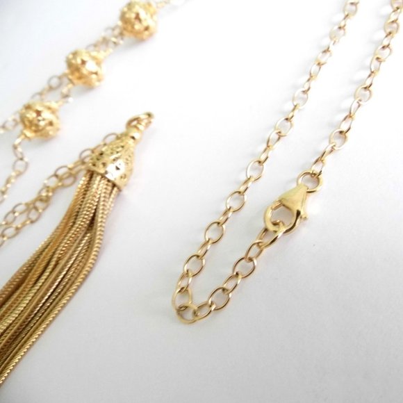 Sterling SILVER Tassel LONG Necklace - Picture 3 of 7